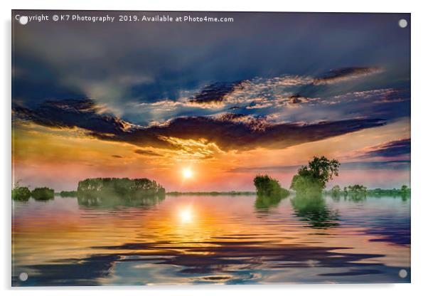 Big Sky Sunset over the Norfolk Broads Acrylic by K7 Photography