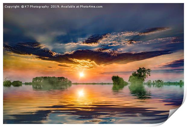 Big Sky Sunset over the Norfolk Broads Print by K7 Photography