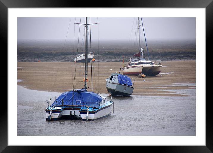 Boats at Wells-Next-the-Sea Framed Mounted Print by Sheryl Brown