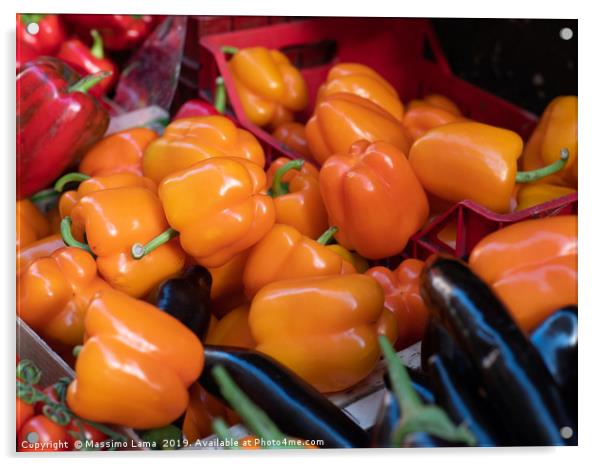 Colored peppers exposed Acrylic by Massimo Lama