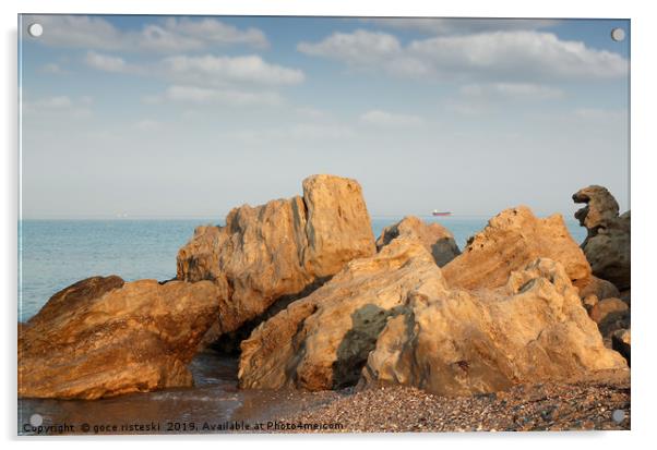 seascape with rocks summer scene Acrylic by goce risteski