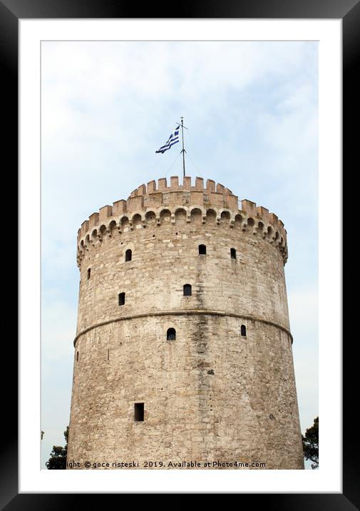 white tower famous Thessaloniki landmark Framed Mounted Print by goce risteski