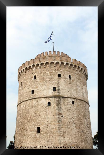 white tower famous Thessaloniki landmark Framed Print by goce risteski