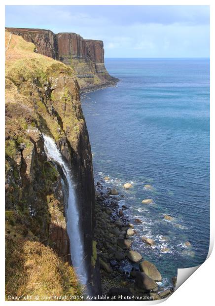 Majestic Waterfall and Rock Formation Print by Jane Braat