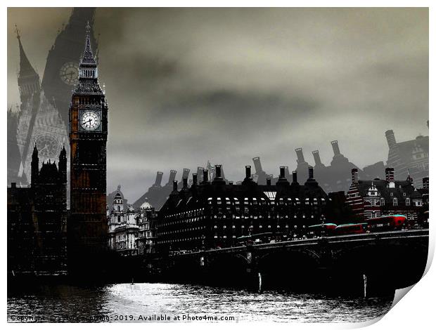 Big Ben and Westminster bridge                     Print by sylvia scotting