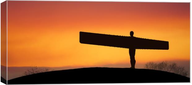 Angel of the North at sunset.  Canvas Print by Guido Parmiggiani