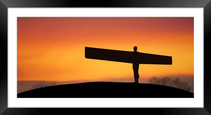 Angel of the North at sunset.  Framed Mounted Print by Guido Parmiggiani