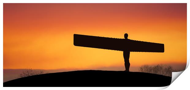 Angel of the North at sunset.  Print by Guido Parmiggiani