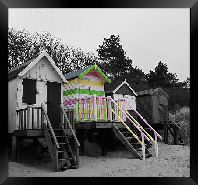 Beach Huts at Wells-Next-the- Sea Framed Print by Sheryl Brown