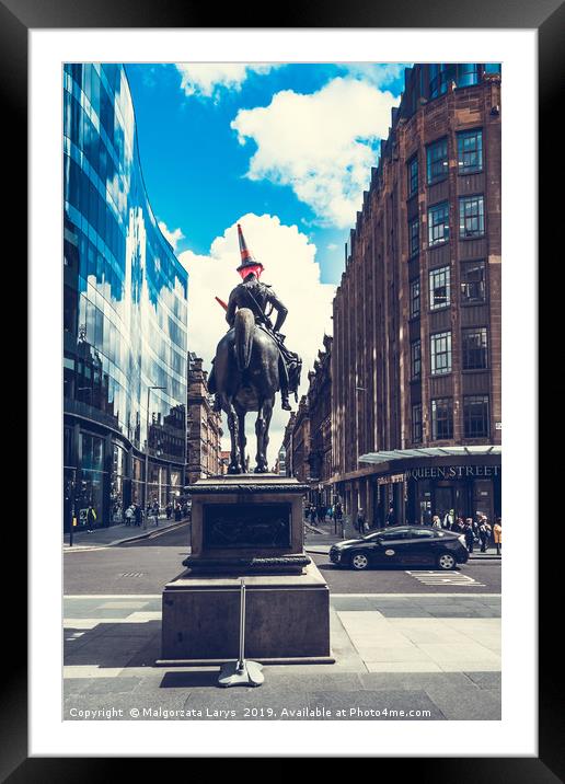 Statue of Duke of Wellington riding a horse, weari Framed Mounted Print by Malgorzata Larys