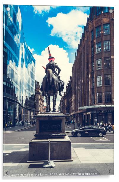 Statue of Duke of Wellington riding a horse, weari Acrylic by Malgorzata Larys