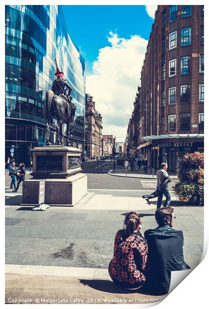 Glasgow city, streets with people and tourists wal Print by Malgorzata Larys