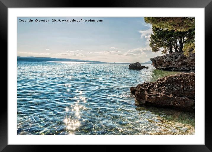 Pine seaside of Riviera Makarska in Croatia  Framed Mounted Print by eyecon 