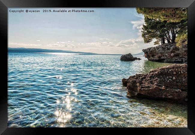 Pine seaside of Riviera Makarska in Croatia  Framed Print by eyecon 