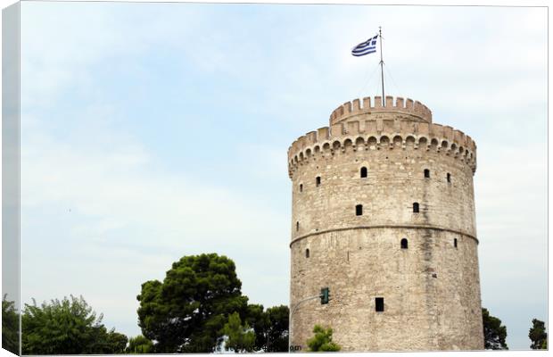 Thessaloniki white tower famous landmark Canvas Print by goce risteski