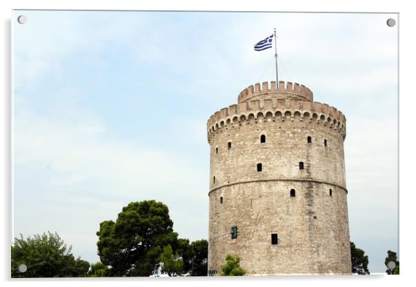 Thessaloniki white tower famous landmark Acrylic by goce risteski