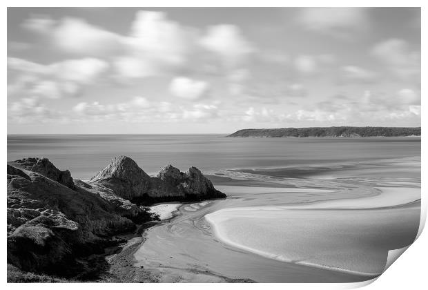 Three cliffs bay. Print by Bryn Morgan