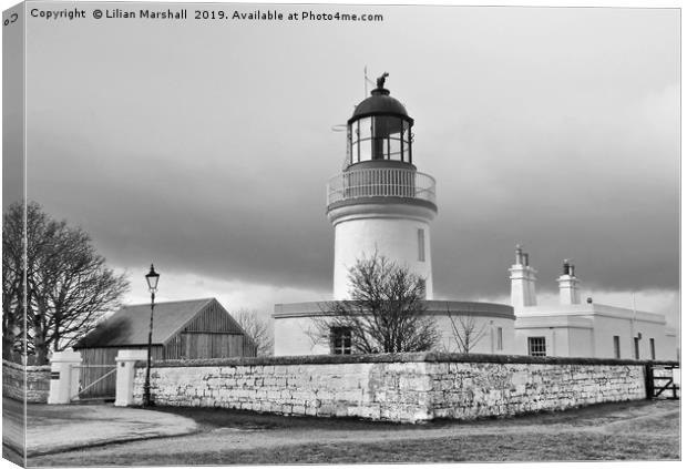 A grey day over Cromarty Lighthouse Field Station. Canvas Print by Lilian Marshall