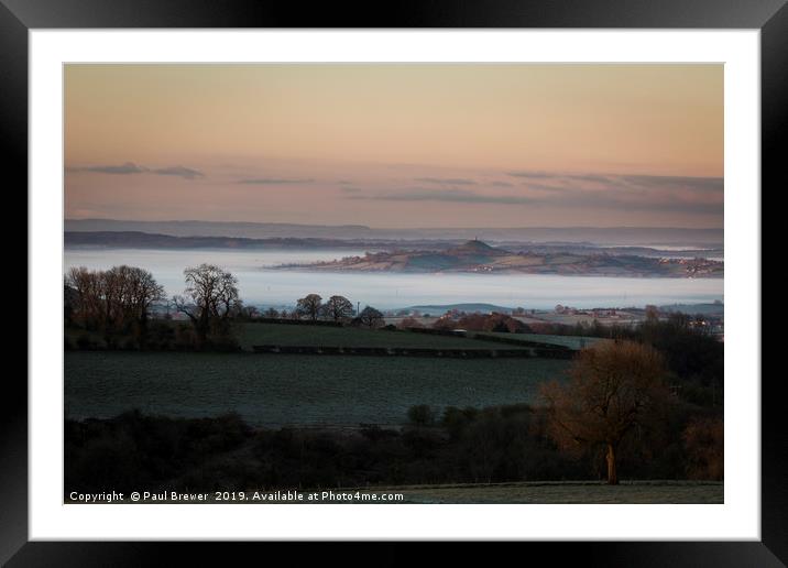 Glastonbury Tor at Sunrise Framed Mounted Print by Paul Brewer