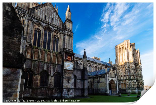 Wells Cathedral at Sunrise Print by Paul Brewer
