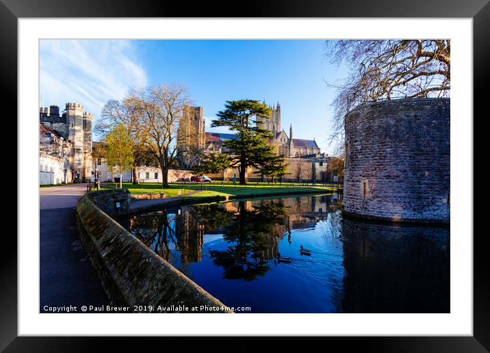 Reflections of Wells Cathedral Framed Mounted Print by Paul Brewer