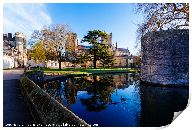 Reflections of Wells Cathedral Print by Paul Brewer