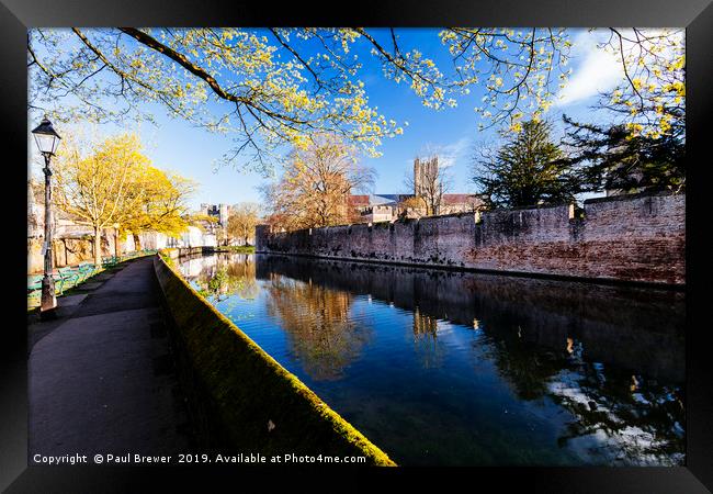 Wells Cathedral on a bright spring morning Framed Print by Paul Brewer