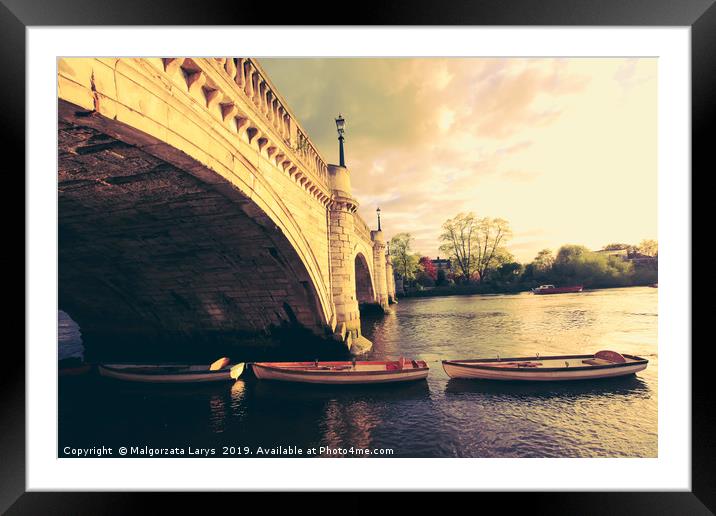 Richmond Bridge, Thames River, Richmond, London, U Framed Mounted Print by Malgorzata Larys