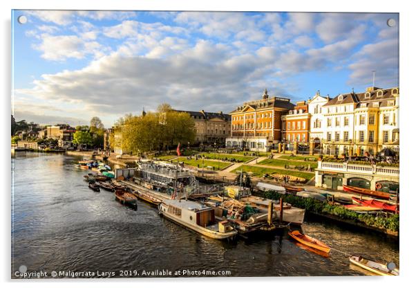Thames, Riverside, Richmond, London, England; Acrylic by Malgorzata Larys