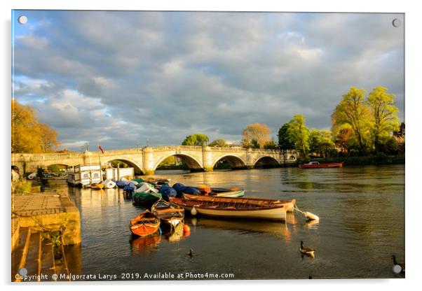 Richmond Bridge, Thames River, Richmond, London, U Acrylic by Malgorzata Larys