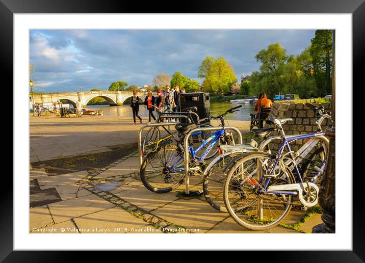 Bikes at the river bank in Richmond Framed Mounted Print by Malgorzata Larys