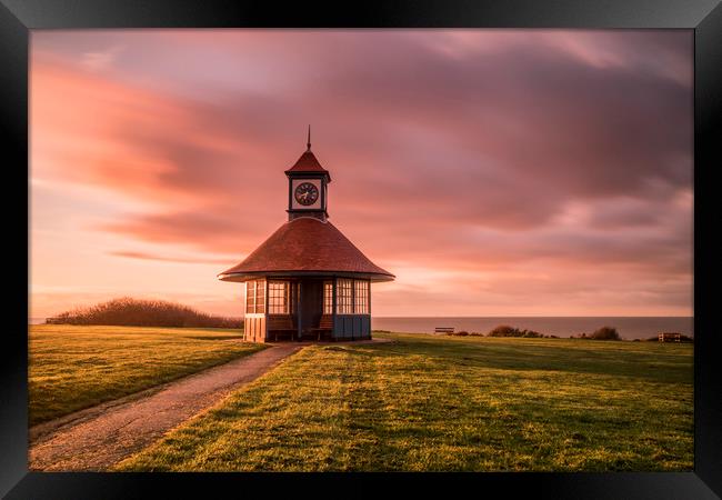 Frinton Clock Shelter Framed Print by Rob Woolf