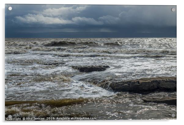 Incoming Tide Nash Point Glamorgan Heritage Coast Acrylic by Nick Jenkins