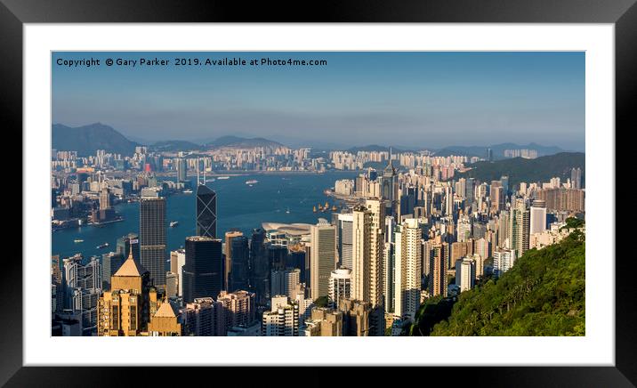 Sunset over Victoria Harbor, Hong Kong Framed Mounted Print by Gary Parker