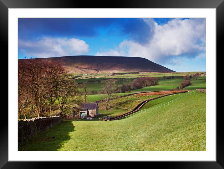 Shadows over Pendle Hill Framed Mounted Print by David McCulloch