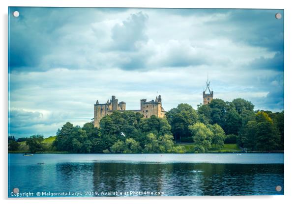 St. Michael's Church and Linlithgow Palace, Lonlit Acrylic by Malgorzata Larys