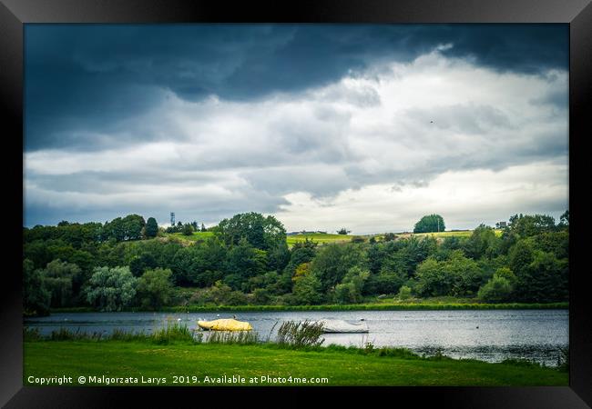 Panorama of Linlithgow Loch in Linlithgow, Scotlan Framed Print by Malgorzata Larys