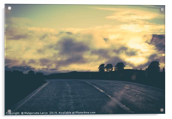 Scottish landscape,  the road at the sunset, Scotl Acrylic by Malgorzata Larys