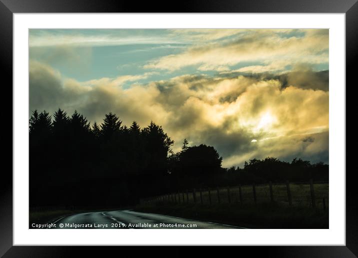 Scottish landscape, the road at the sunset Framed Mounted Print by Malgorzata Larys