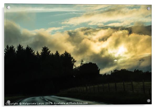 Scottish landscape, the road at the sunset Acrylic by Malgorzata Larys