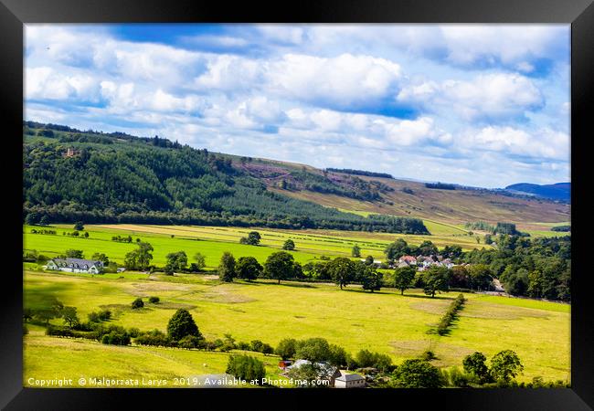 Beautiful hills and fields of Scotland Framed Print by Malgorzata Larys