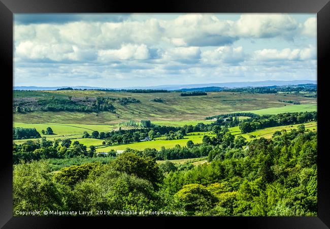 Beautiful hills and fields of Scotland Framed Print by Malgorzata Larys