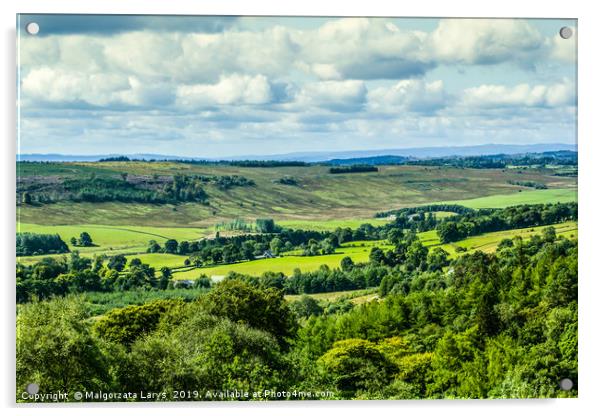 Beautiful hills and fields of Scotland Acrylic by Malgorzata Larys