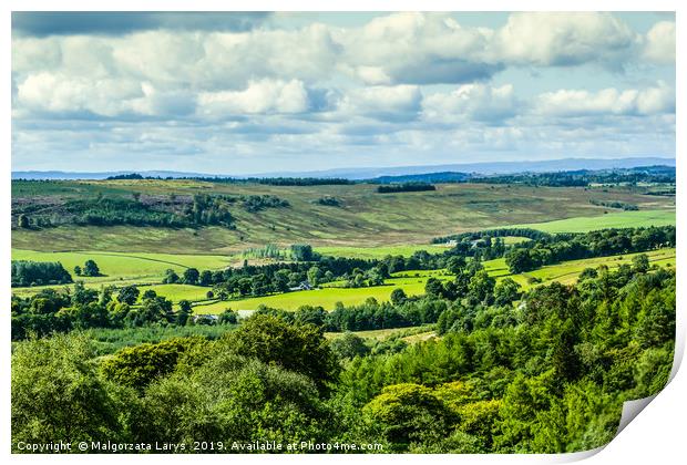 Beautiful hills and fields of Scotland Print by Malgorzata Larys