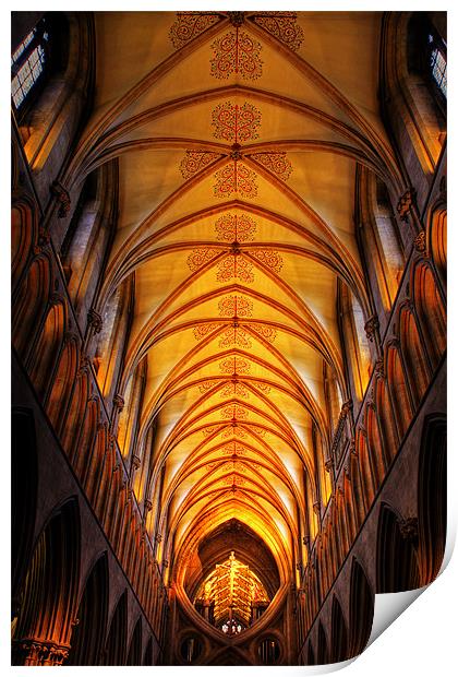 Wells Cathedral ceiling Print by Roy Scrivener