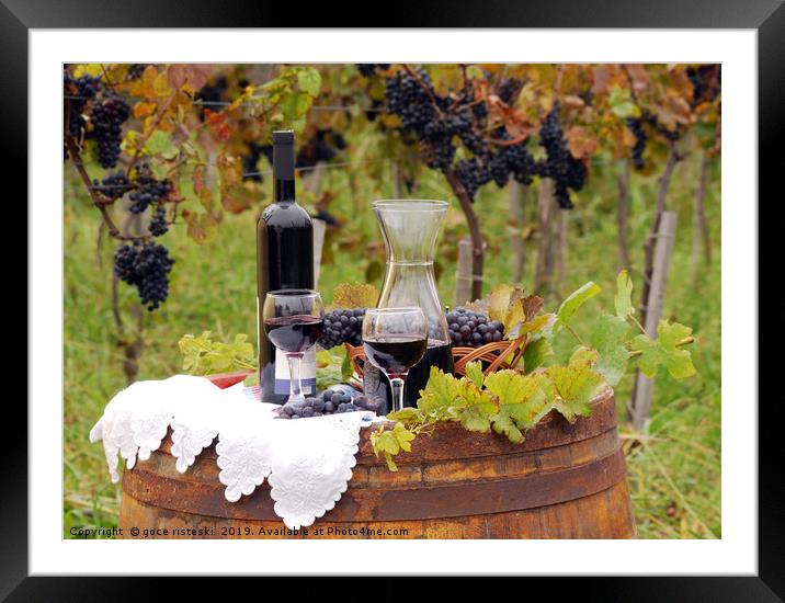 vineyard with grape and wine Framed Mounted Print by goce risteski