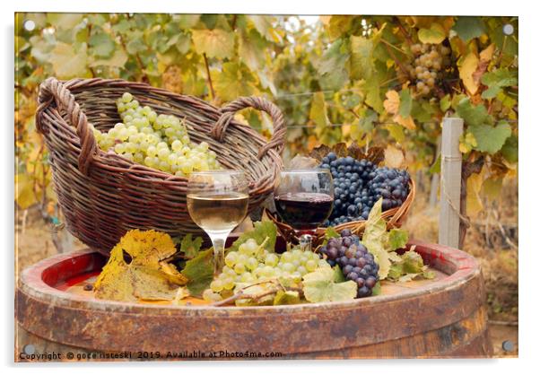 red and white wine autumn season Acrylic by goce risteski