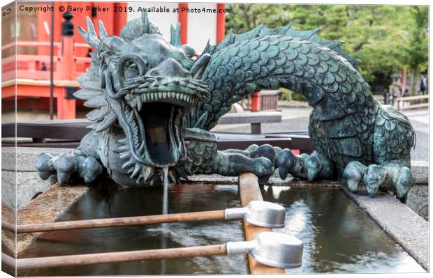 Dragon water fountain at a Japanese temple Canvas Print by Gary Parker