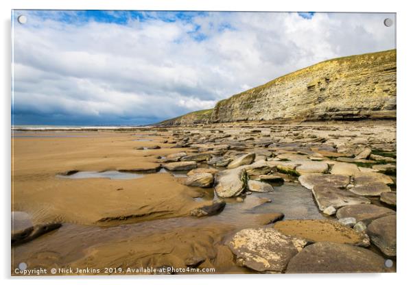 Dunraven Bay Southerndown Glamorgan Heritage Coast Acrylic by Nick Jenkins