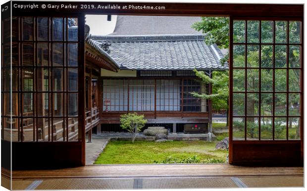 The view from inside a typical Zen temple in Japan Canvas Print by Gary Parker